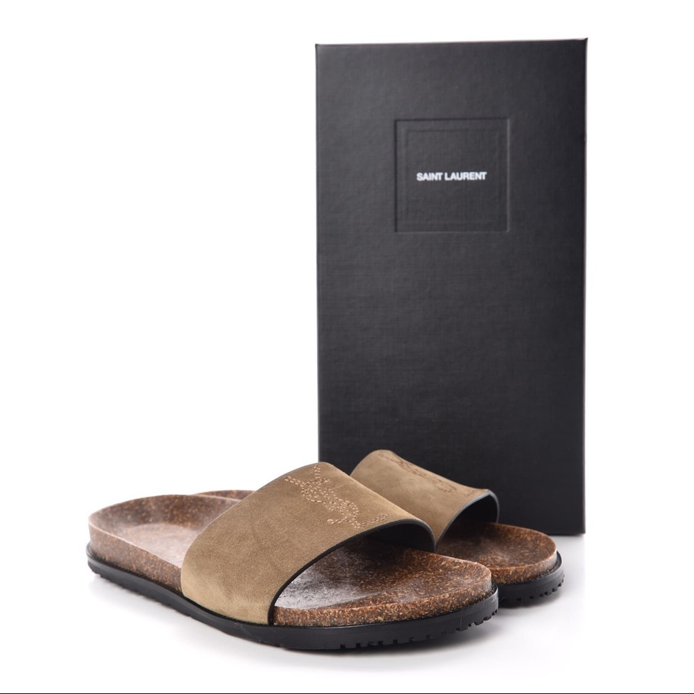 YSL Suede Joan Slide